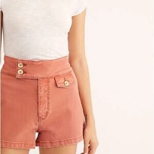 Free People We The Free Button Front Super High Rise Denim Shorts Salmon Size 31